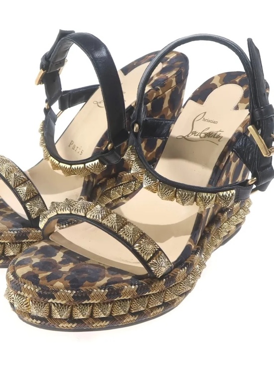 Christian Louboutin Shoes - Christian Louboutin Pira Ryad 110 Leopard Espadrille Wedge Sandals Sz 37